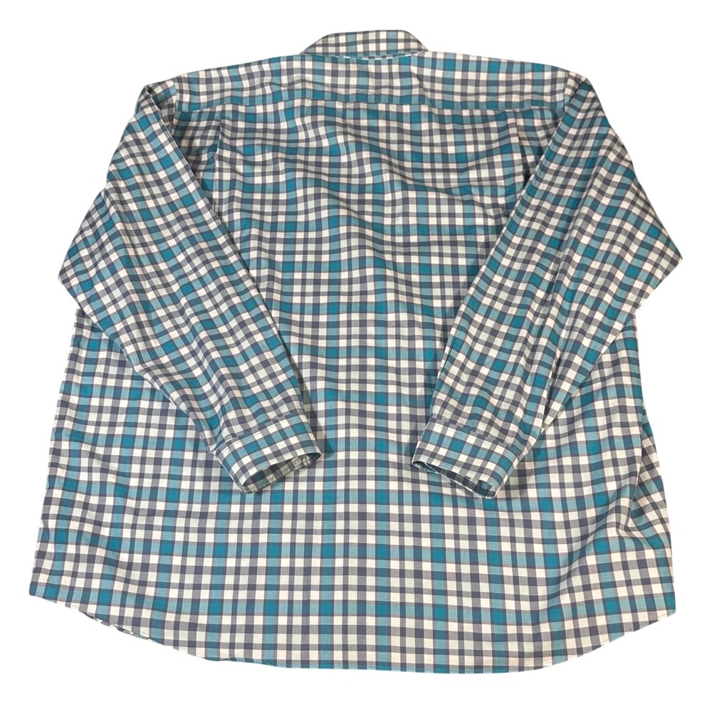 LL Bean Button Down Shirt Mens XXXL Blue White Gingham Plaid Traditional‎ Fit - Picture 3 of 8
